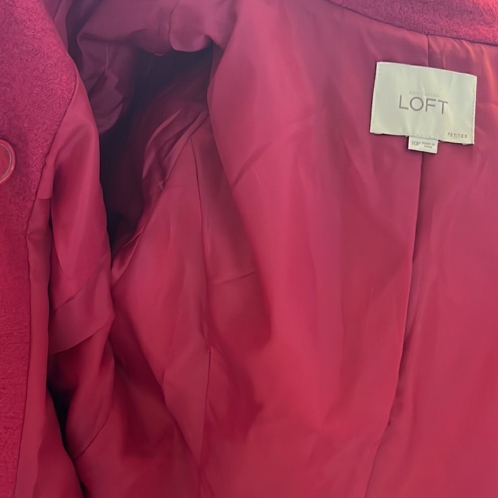 🎊HP🎊 LOFT Fucsha Pink Boiled Wool Pea Coat - Picture 12 of 15
